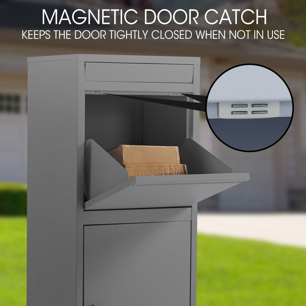 Storage Boxes: FORTIA Freestanding Parcel Post Box Letterbox, Letter Slot, Woodland Grey