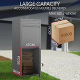 Storage Boxes: FORTIA Freestanding Parcel Post Box Letterbox, Letter Slot, Woodland Grey