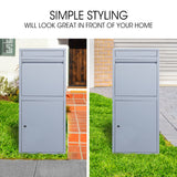 Storage Boxes: FORTIA Freestanding Parcel Post Box Letterbox, Letter Slot, Light Grey