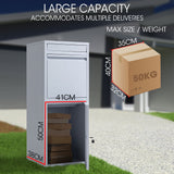 Storage Boxes: FORTIA Freestanding Parcel Post Box Letterbox, Letter Slot, Light Grey