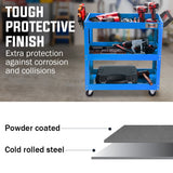 Utility Trolleys: Bullet 3-Tier Steel Tool Trolley Cart, for Workshop, Mechanic, with Pegboard, Screwdriver Bay, Blue