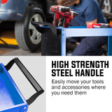 Utility Trolleys: Bullet 3-Tier Steel Tool Trolley Cart, for Workshop, Mechanic, with Pegboard, Screwdriver Bay, Blue