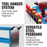 Utility Trolleys: Bullet 3-Tier Steel Tool Trolley Cart, for Workshop, Mechanic, with Pegboard, Screwdriver Bay, Blue