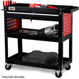 Utility Trolleys: Bullet 3-Tier Steel Tool Trolley Cart, for Workshop, Mechanic, with Drawer, Pegboard, Screwdriver Bay, Black/Red