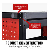 Utility Trolleys: Bullet 3-Tier Steel Tool Trolley Cart, for Workshop, Mechanic, with Drawer, Pegboard, Screwdriver Bay, Black/Red