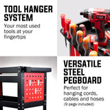 Utility Trolleys: Bullet 3-Tier Steel Tool Trolley Cart, for Workshop, Mechanic, with Drawer, Pegboard, Screwdriver Bay, Black/Red