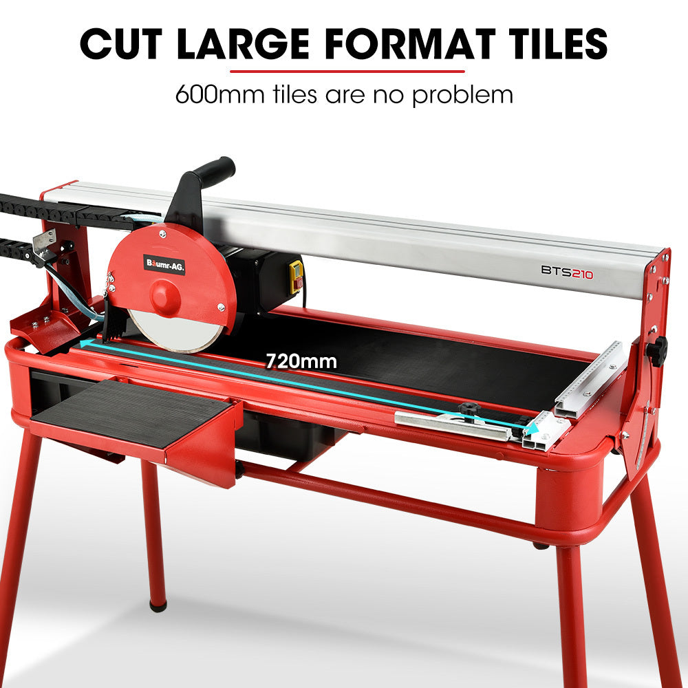 Power Saws: BAUMR-AG 800W Electric Tile Saw Cutter with 200mm (8") Blade, 720mm Cutting Length, Side Extension Table