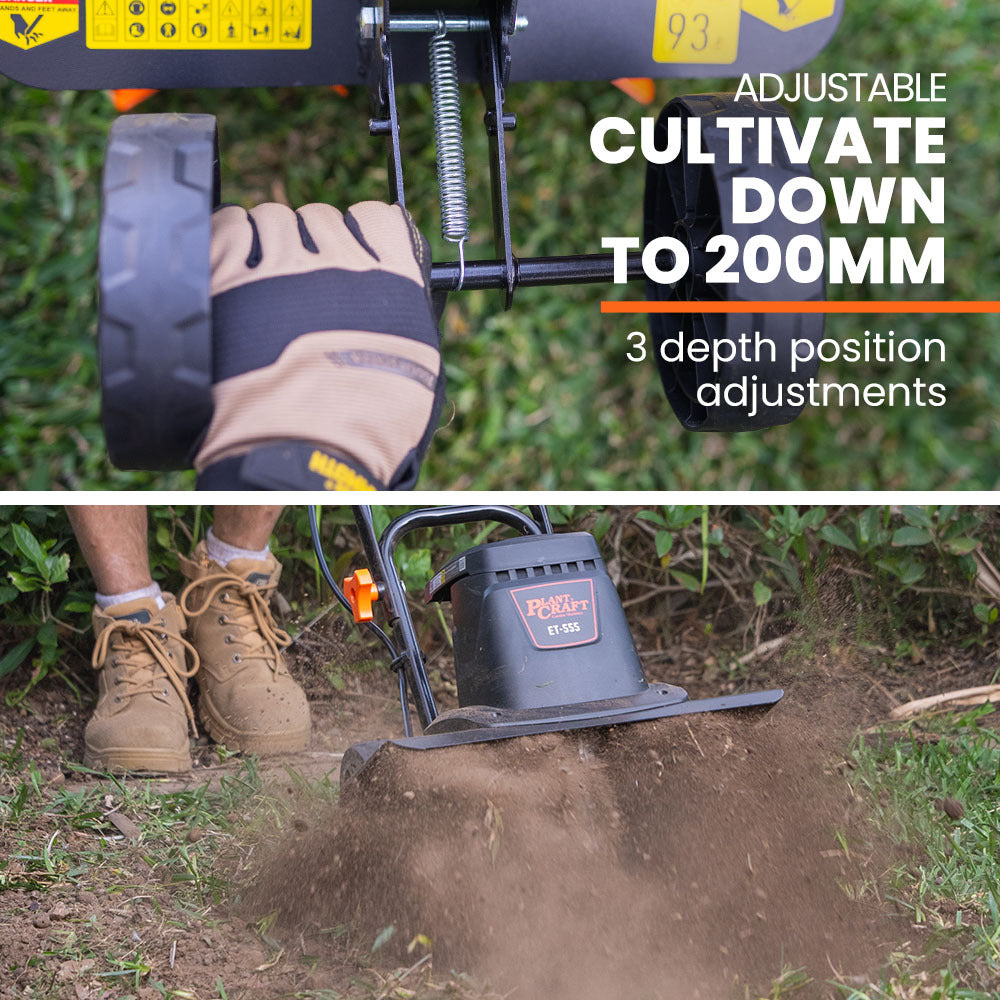 Outdoor Power Equipment: PLANTCRAFT Electric Rotary Hoe Garden Tiller Soil Cultivator, Adjustable Depth, 6 Tines