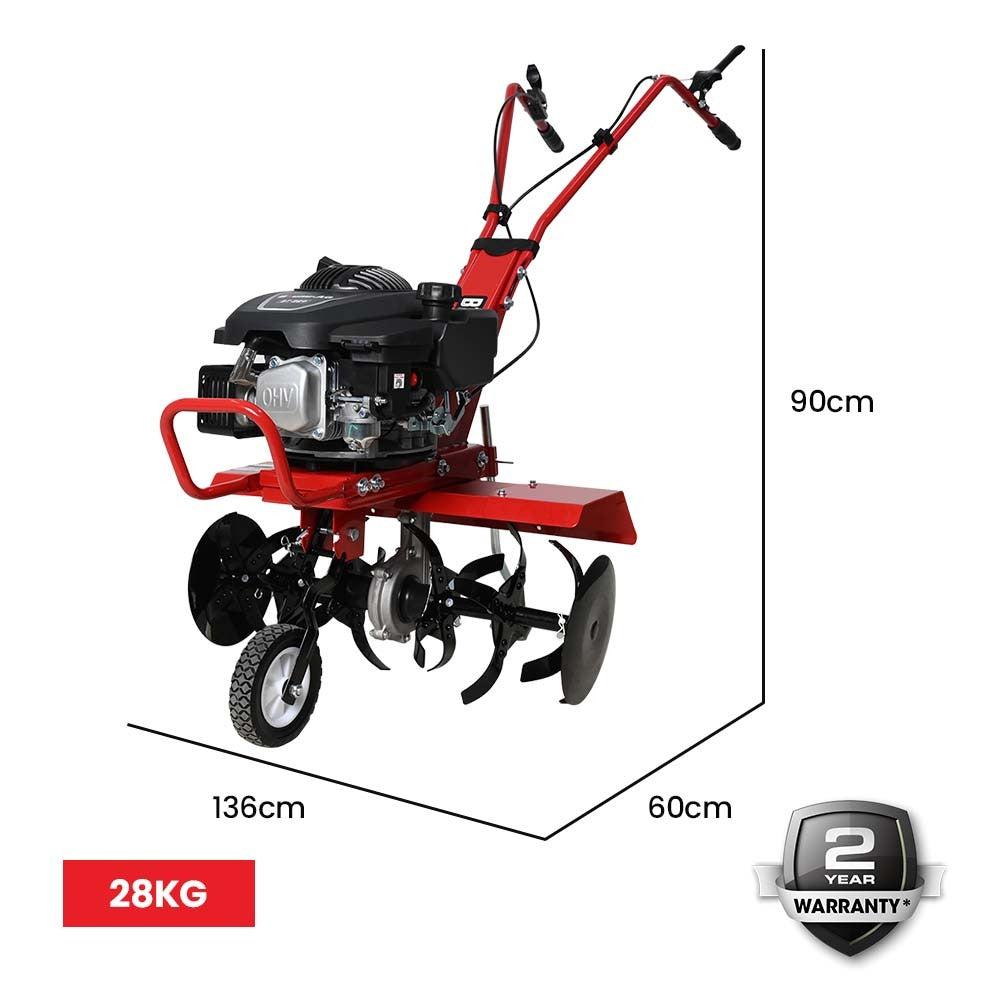 Outdoor Power Equipment: Baumr-AG 150CC Garden Tiller Cultivator Petrol Rototiller 4-Stroke Soil Power Rotary Hoe