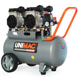 Air Compressors: UNIMAC 50L 3.0HP Silent Oil-Free Electric Air Compressor, Portable, Twin Nitto Outlets