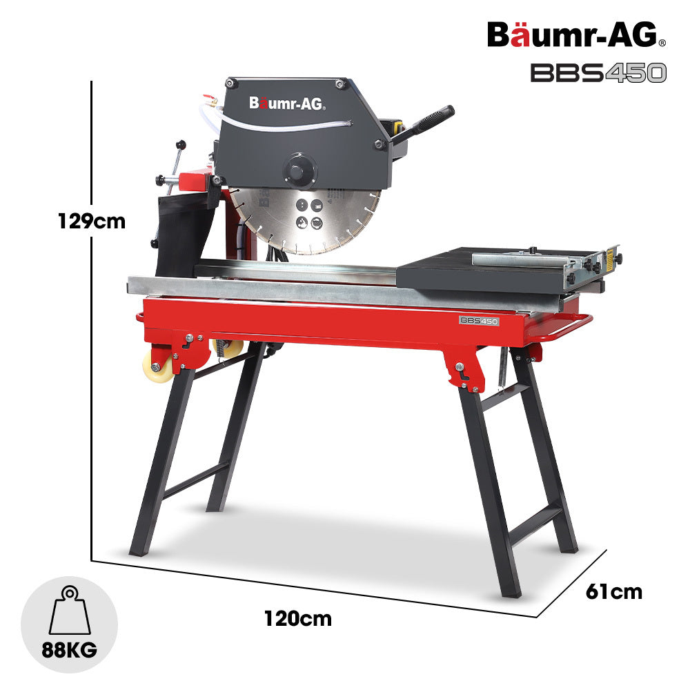 Power Saws: BAUMR-AG 2200W 450mm 18" Brick & Masonry Table Saw, Electric Tile Concrete Cutting, with Stand