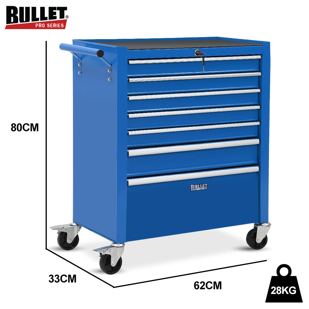 Tool Cabinets: BULLET Pro 7 Drawer Tool Box Cabinet Trolley Storage, Toolbox Garage Organiser Set, Blue