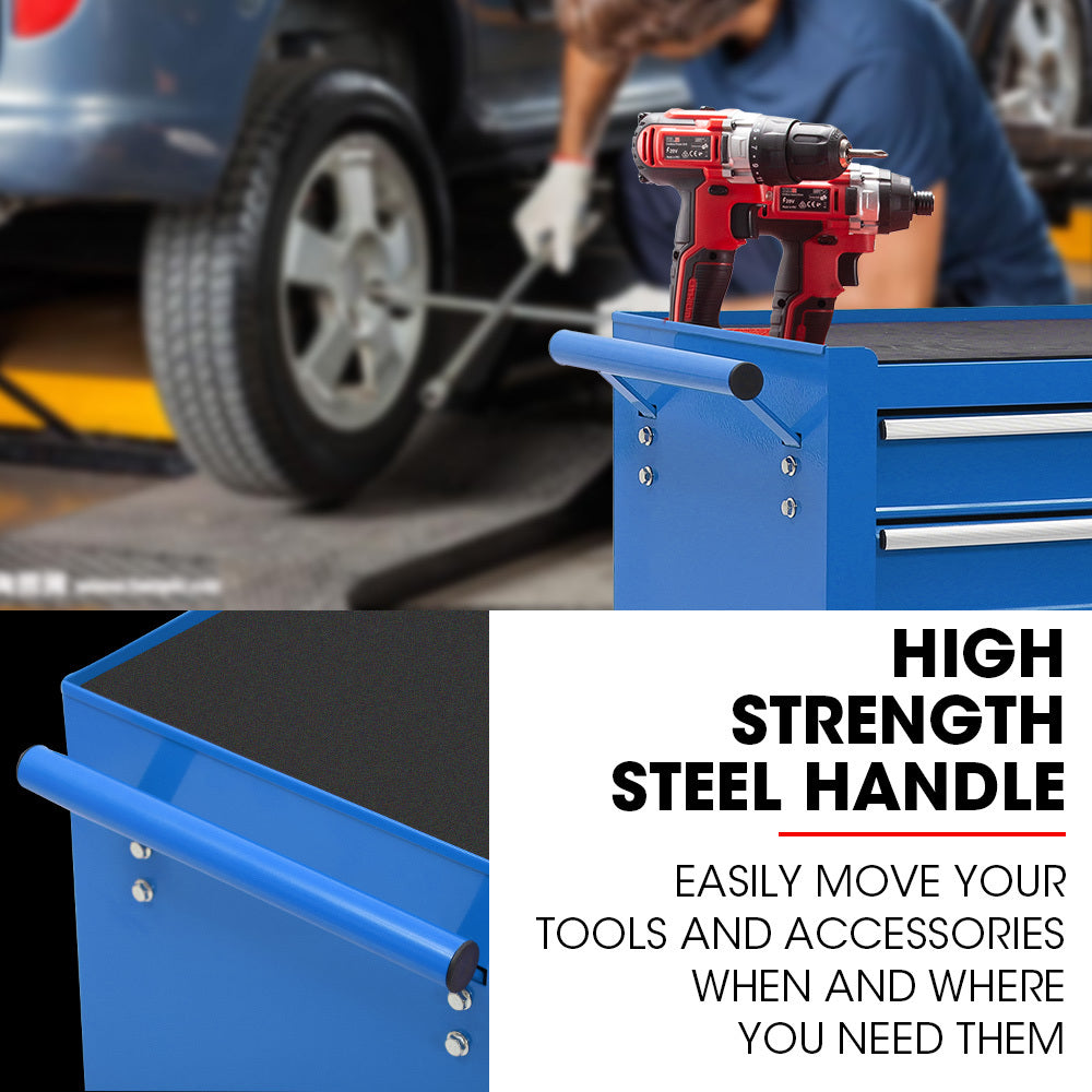 Tool Cabinets: BULLET Pro 7 Drawer Tool Box Cabinet Trolley Storage, Toolbox Garage Organiser Set, Blue