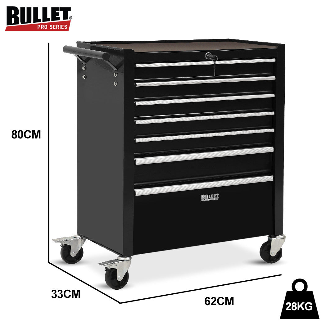 Tool Cabinets: BULLET Pro 7 Drawer Tool Box Cabinet Trolley Storage, Toolbox Garage Organiser Set, Black