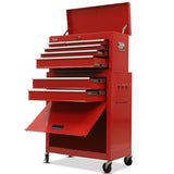 BULLET 8 Drawer Tool Box Cabinet Chest Storage, Toolbox Garage Organiser Set, Red