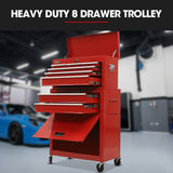 BULLET 8 Drawer Tool Box Cabinet Chest Storage, Toolbox Garage Organiser Set, Red