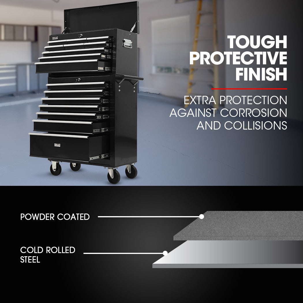 Tool Cabinets: BULLET Pro 16 Drawer Tool Box Cabinet Chest Storage, Toolbox Garage Organiser Set, Black