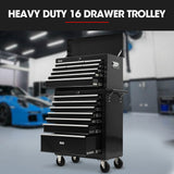 Tool Cabinets: BULLET Pro 16 Drawer Tool Box Cabinet Chest Storage, Toolbox Garage Organiser Set, Black