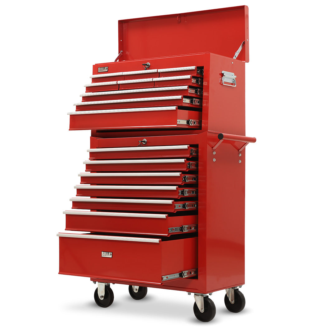Tool Cabinets: Bullet Pro 16 Drawer Tool Box Cabinet Chest Storage, Toolbox Garage Organiser Set, Red