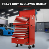 Tool Cabinets: Bullet Pro 16 Drawer Tool Box Cabinet Chest Storage, Toolbox Garage Organiser Set, Red