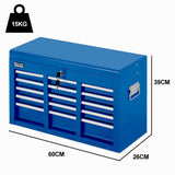 Tool Cabinets: BULLET 9 Drawer Tool Box Chest, Organiser Mechanic Garage Storage Toolbox Set - Blue