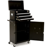 Tool Cabinets: Bullet Pro 3 Drawer Tool Box Cabinet Trolley Storage, with 1-Door Toolbox Garage Organiser Set, Black