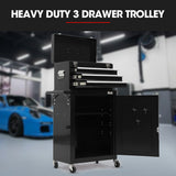 Tool Cabinets: Bullet Pro 3 Drawer Tool Box Cabinet Trolley Storage, with 1-Door Toolbox Garage Organiser Set, Black