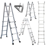 Ladders & Scaffolding: Bullet 4m Folding Aluminium Multipurpose Ladder, w/ Workshelf Platform, Spring Assisted Rapid Safety Lock Adjusters
