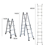 Ladders & Scaffolding: Bullet 4m Folding Aluminium Multipurpose Ladder, w/ Workshelf Platform, Spring Assisted Rapid Safety Lock Adjusters