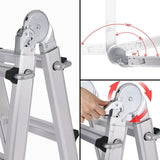 Ladders & Scaffolding: Bullet 4m Folding Aluminium Multipurpose Ladder, w/ Workshelf Platform, Spring Assisted Rapid Safety Lock Adjusters