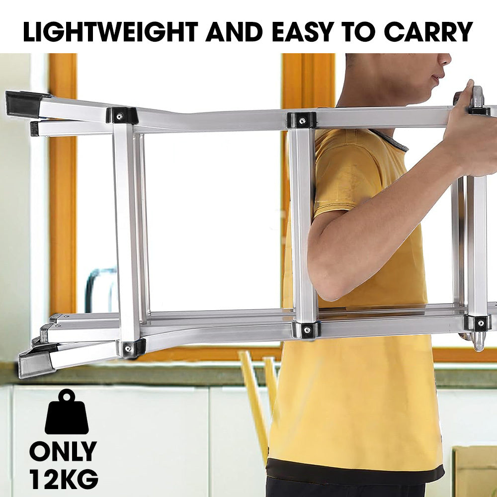 Ladders & Scaffolding: Bullet 4m Folding Aluminium Multipurpose Ladder, w/ Workshelf Platform, Spring Assisted Rapid Safety Lock Adjusters