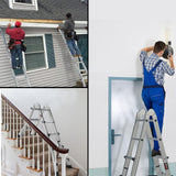 Ladders & Scaffolding: Bullet 4m Folding Aluminium Multipurpose Ladder, w/ Workshelf Platform, Spring Assisted Rapid Safety Lock Adjusters
