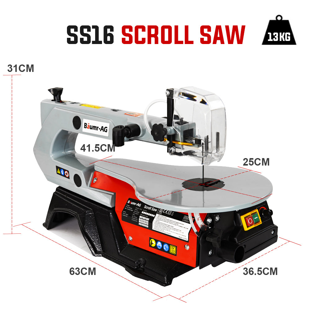 Power Saws: Baumr-AG SS16 16 120W Variable Speed Scroll Saw Tool Electric Dual Lamps