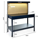 Work Benches: BAUMR-AG Steel Garage Workbench with LED Lights Pegboard Tool Storage Work Bench Workshop Table