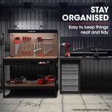 Work Benches: BAUMR-AG Steel Garage Workbench with LED Lights Pegboard Tool Storage Work Bench Workshop Table
