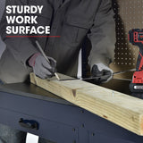 Work Benches: BAUMR-AG Steel Garage Workbench with LED Lights Pegboard Tool Storage Work Bench Workshop Table