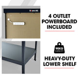 Work Benches: BAUMR-AG Steel Garage Workbench with LED Lights Pegboard Tool Storage Work Bench Workshop Table