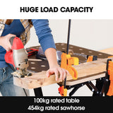 Work Benches: BAUMR-AG Portable Multifunction Workbench, 2-in-1 Worktable and Sawhorse, Height Adjustable, Expandable
