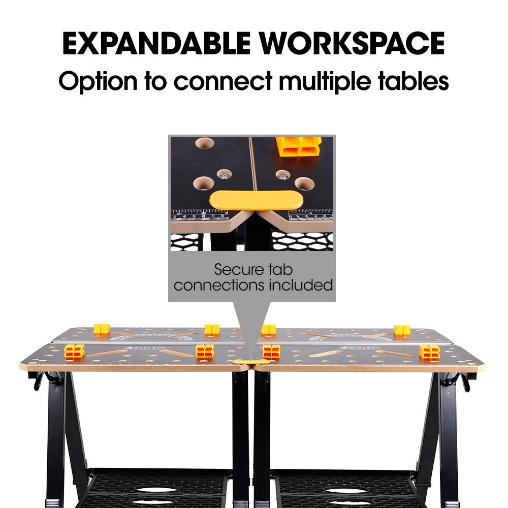 Work Benches: BAUMR-AG Portable Multifunction Workbench, 2-in-1 Worktable and Sawhorse, Height Adjustable, Expandable