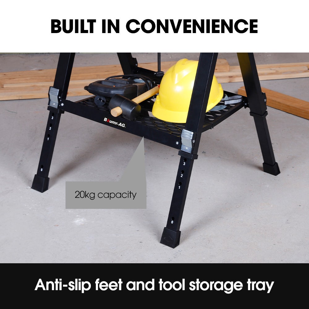 Work Benches: BAUMR-AG Portable Multifunction Workbench, 2-in-1 Worktable and Sawhorse, Height Adjustable, Expandable