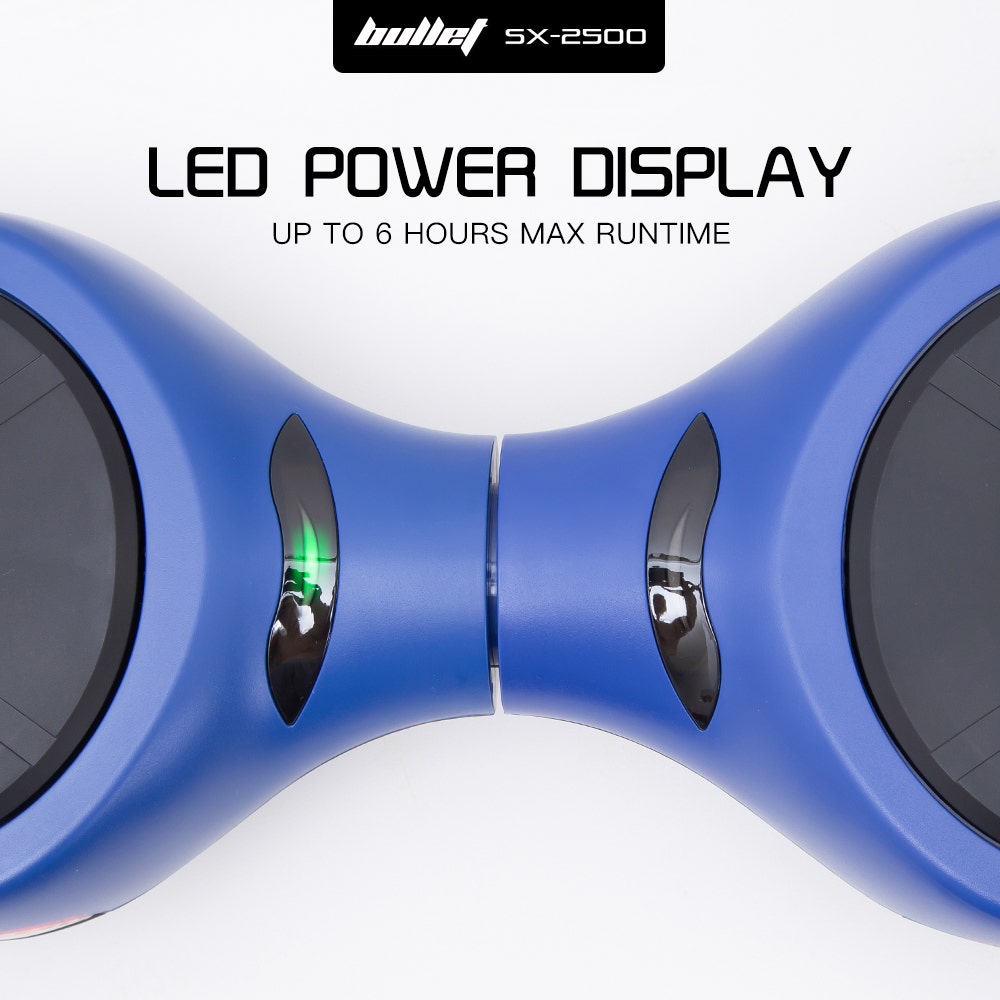 Hoverboards: BULLET SX-2500 Hoverboard Scooter, 500W Brushless, UL Certified, AU Compliant, 6.5-inch Off-Road Style Tyres, Superior Self Balancing System, LED Lights, Blue