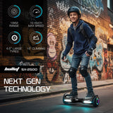 Hoverboards: BULLET SX-2500 Hoverboard Scooter, 500W Brushless, UL Certified, AU Compliant, 6.5-inch Off-Road Style Tyres, Superior Self Balancing System, LED Lights, Black