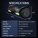 Hoverboards: BULLET SX-2500 Hoverboard Scooter, 500W Brushless, UL Certified, AU Compliant, 6.5-inch Off-Road Style Tyres, Superior Self Balancing System, LED Lights, Black