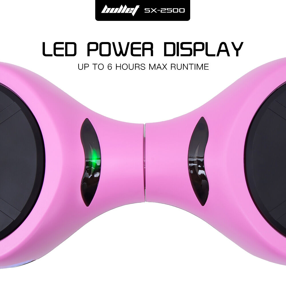 Hoverboards: BULLET SX-2500 Hoverboard Scooter, 500W Brushless, UL Certified, AU Compliant, 6.5-inch Off-Road Style Tyres, Superior Self Balancing System, LED Lights, Pink