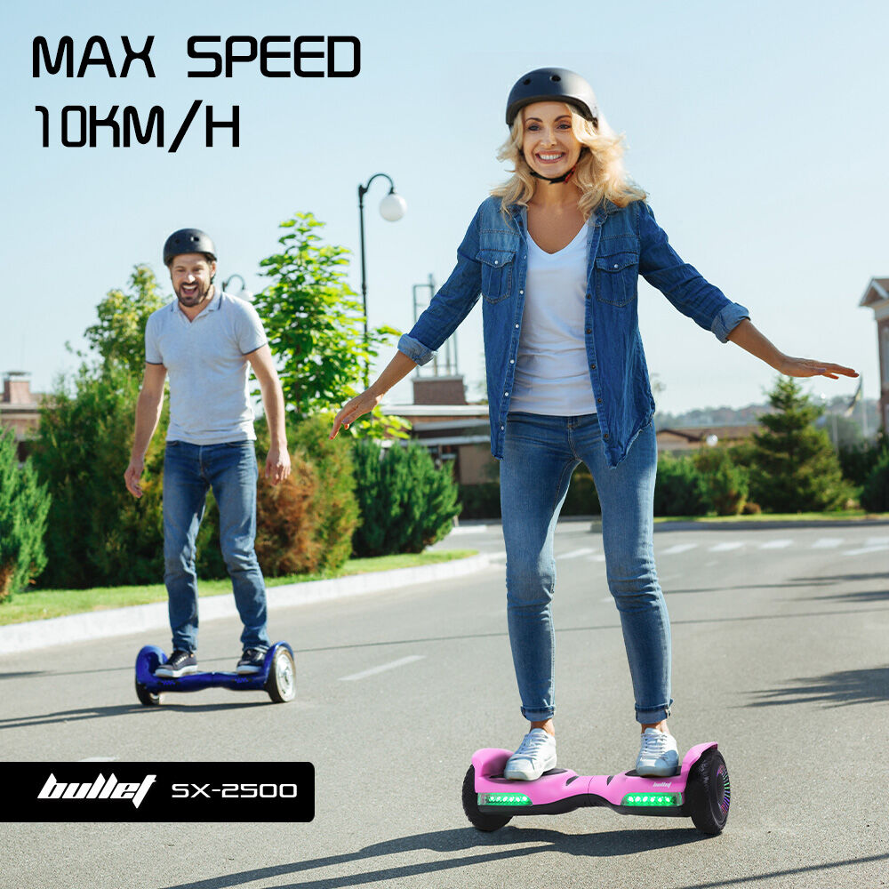 Hoverboards: BULLET SX-2500 Hoverboard Scooter, 500W Brushless, UL Certified, AU Compliant, 6.5-inch Off-Road Style Tyres, Superior Self Balancing System, LED Lights, Pink