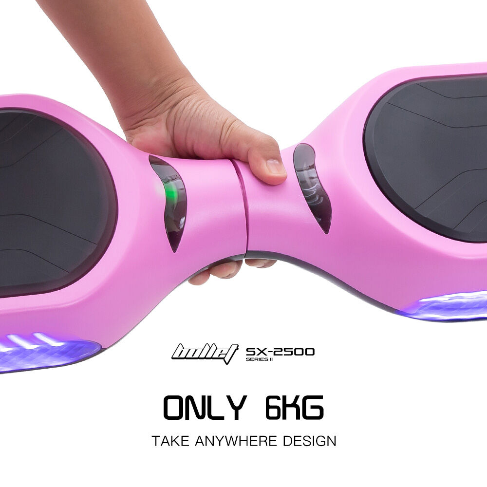 Hoverboards: BULLET SX-2500 Hoverboard Scooter, 500W Brushless, UL Certified, AU Compliant, 6.5-inch Off-Road Style Tyres, Superior Self Balancing System, LED Lights, Pink