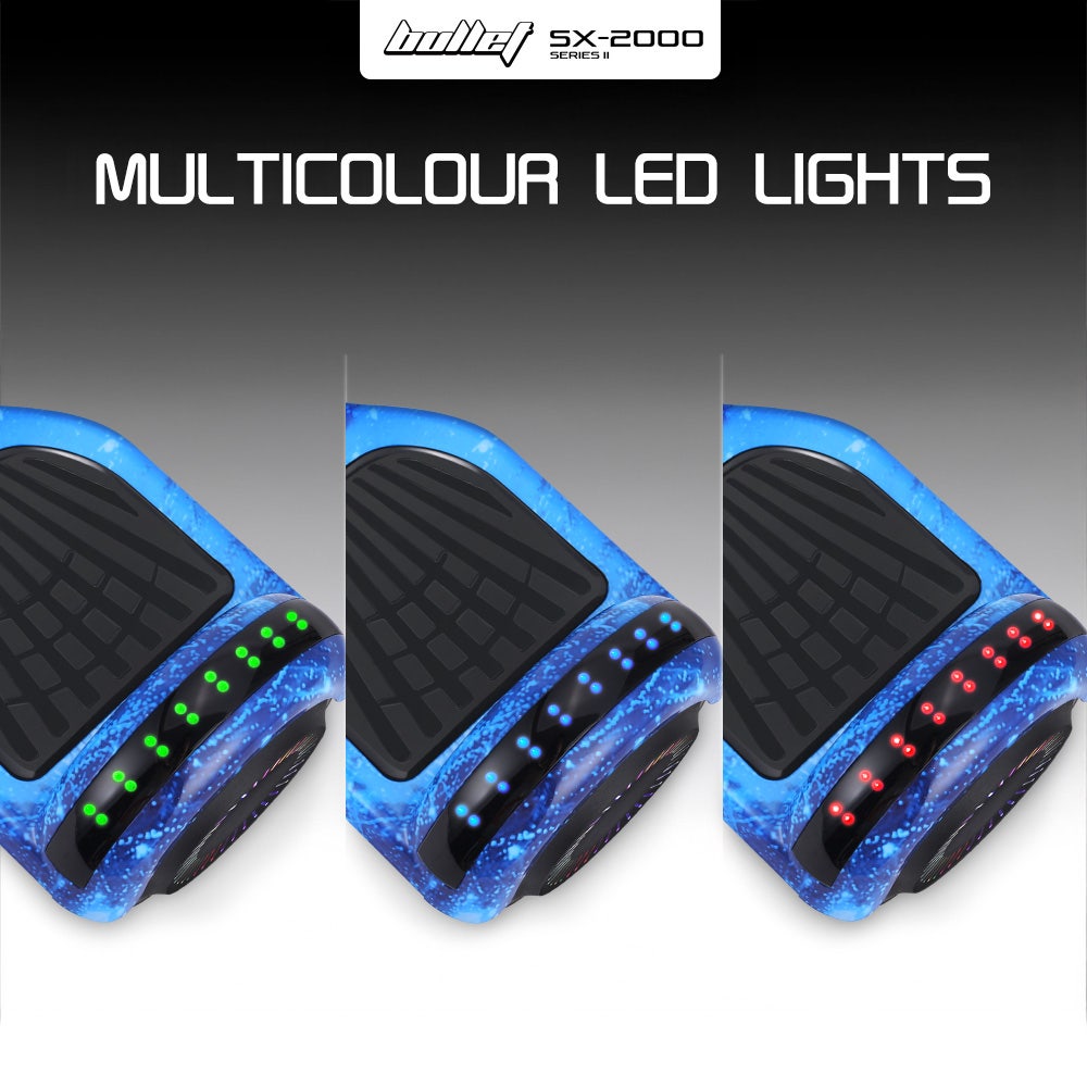 Hoverboards: BULLET SX-2000 Hoverboard Scooter, 500W Brushless, Superior Self Balancing System, UL Certified, LED Lights, Blue Galaxy