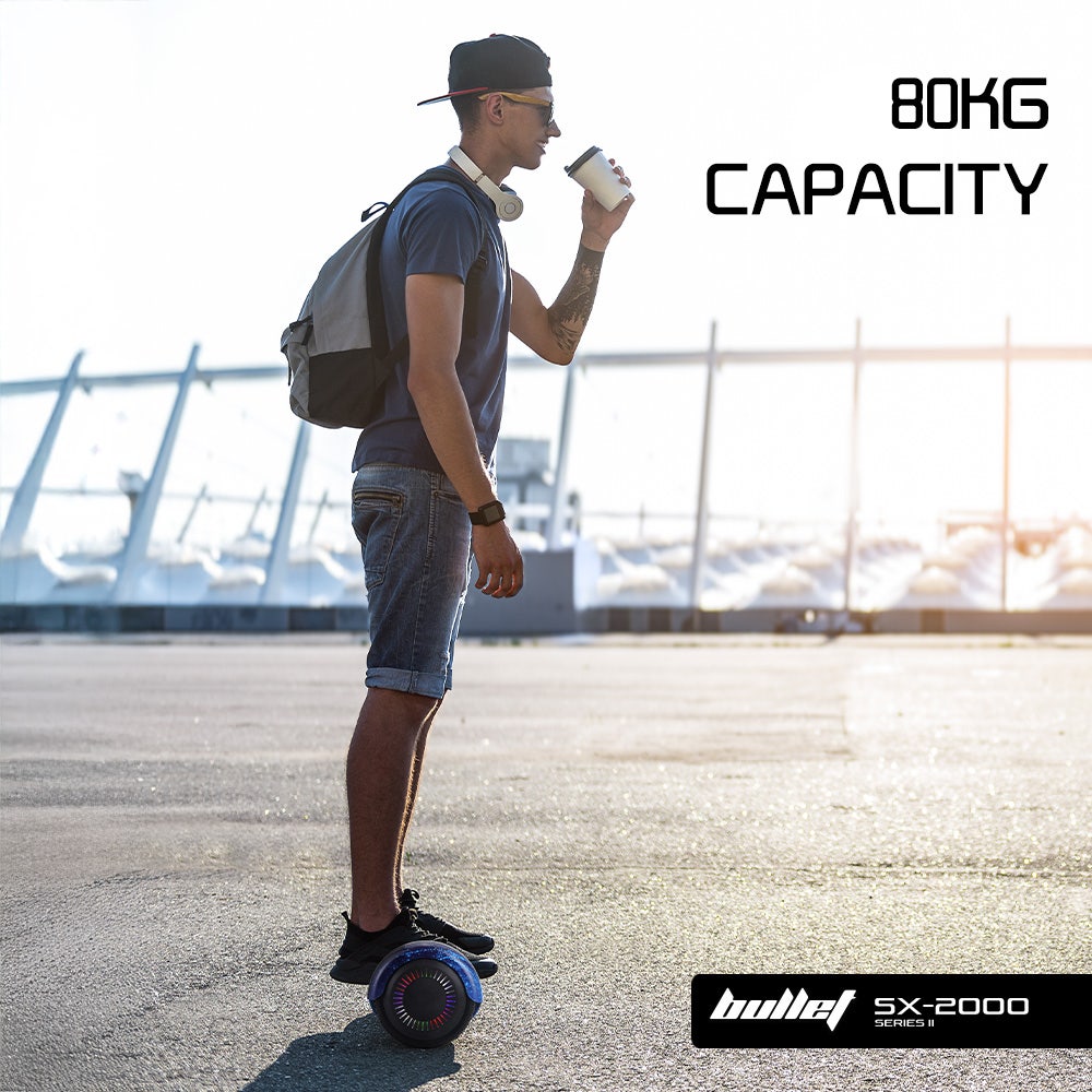 Hoverboards: BULLET SX-2000 Hoverboard Scooter, 500W Brushless, Superior Self Balancing System, UL Certified, LED Lights, Blue Galaxy