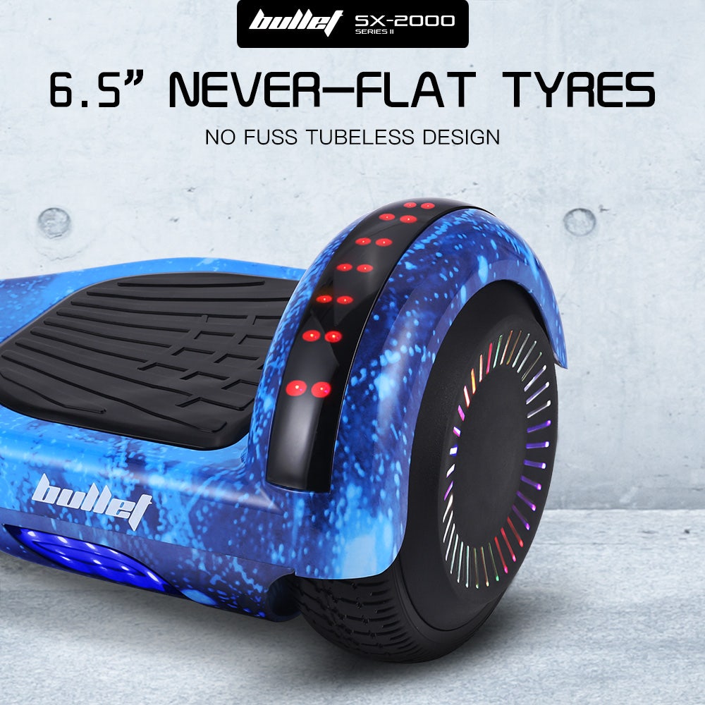 Hoverboards: BULLET SX-2000 Hoverboard Scooter, 500W Brushless, Superior Self Balancing System, UL Certified, LED Lights, Blue Galaxy