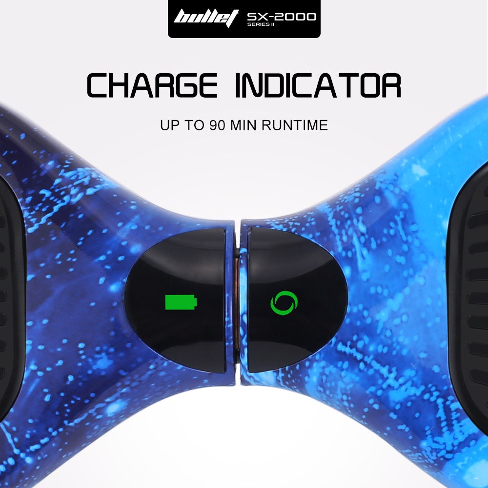 Hoverboards: BULLET SX-2000 Hoverboard Scooter, 500W Brushless, Superior Self Balancing System, UL Certified, LED Lights, Blue Galaxy